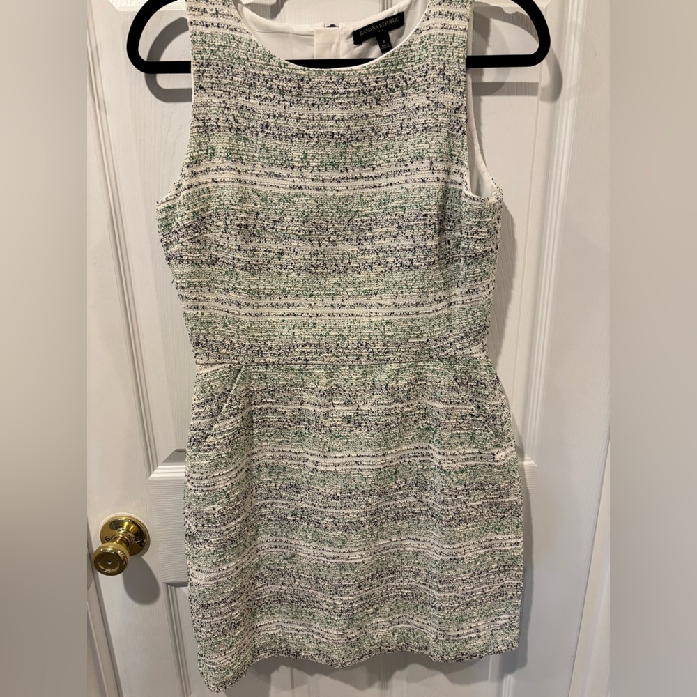 Banana Republic Tweed Dress in White and Green